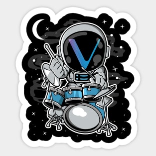 Astronaut Drummer Vechain VET Coin To The Moon Crypto Token Cryptocurrency Blockchain Wallet Birthday Gift For Men Women Kids Sticker